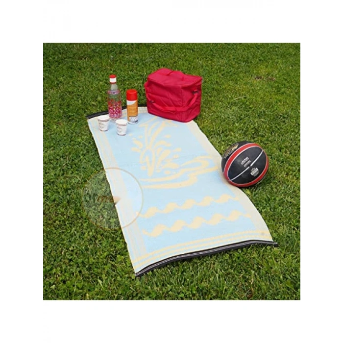 Dikdörtgen Plastik Hasır Halı - Piknik ve Bahçe Kullanımı için 60x140 cm