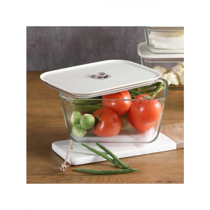 Dikdörtgen Saklama Kabı - 2600 ml - Bej Renk