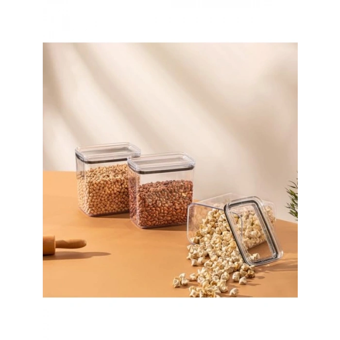 Dikdörtgen Şeffaf Plastik Erzak Saklama Kabı - 2100 ml