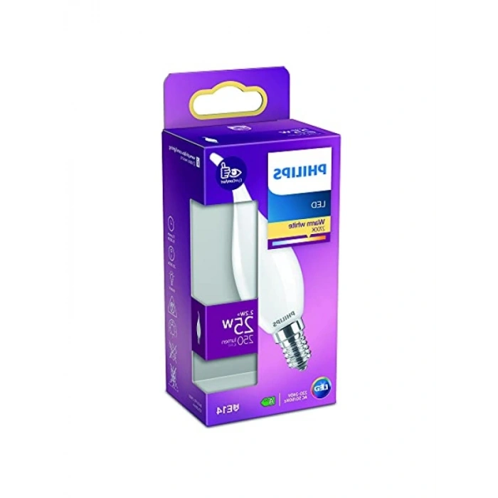 Dim Edilmeyen 25W E14 Mum Tipi Sıcak Beyaz LED Ampul