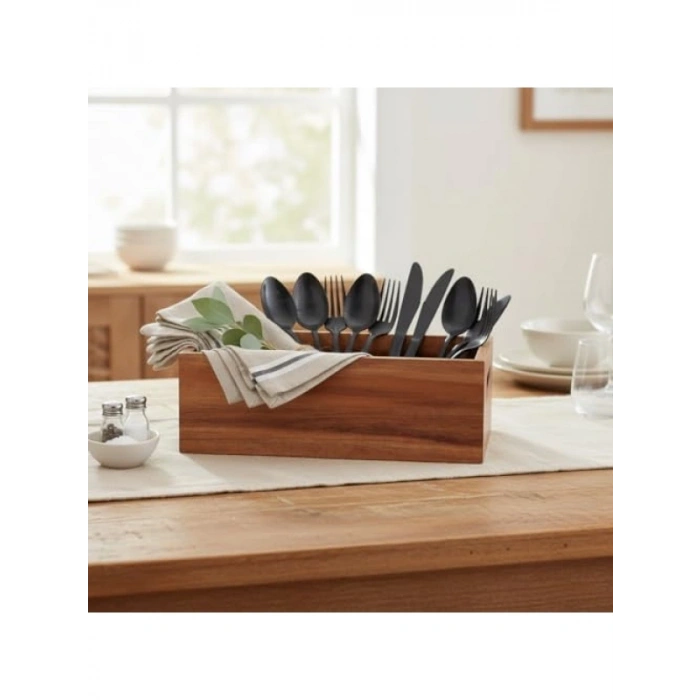 Doğal Ahşap Ekmeklik ve Çok Amaçlı Organizer Kutu – 25x14x8 cm