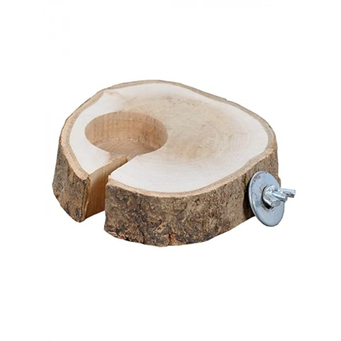 Doğal Ahşap Kuş Tüneği ve Yemlik, Çap 9-11 cm