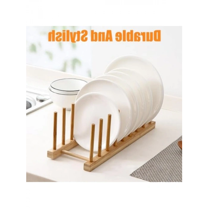 Doğal Bambu Tabak Düzenleyici – Çok Amaçlı 10 Bölmeli Mutfak Organizeri