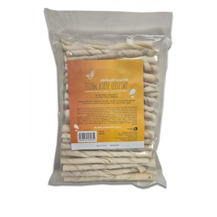 Doğal Deri Beyaz Burgu Köpek Ödül Çubuğu, 350 gr
