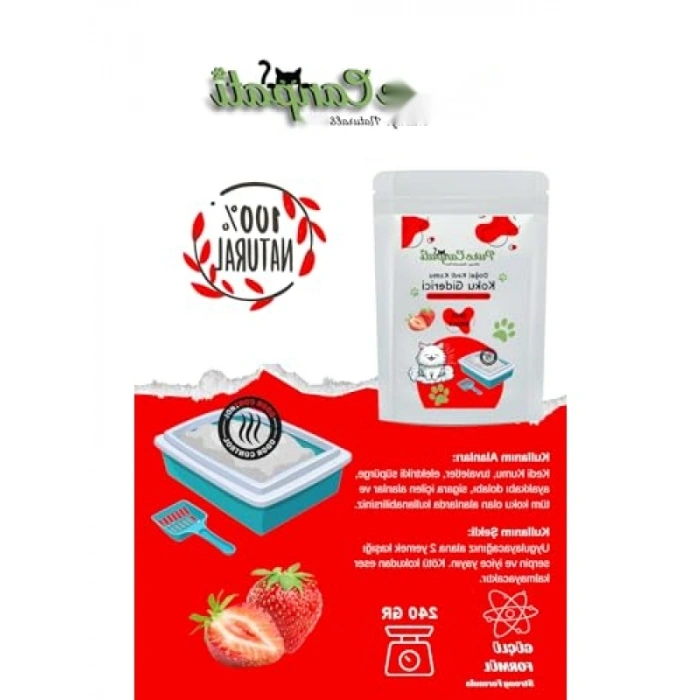 Doğal Koku Giderici Kedi Kumu - Çilek Aromalı 240 Gr