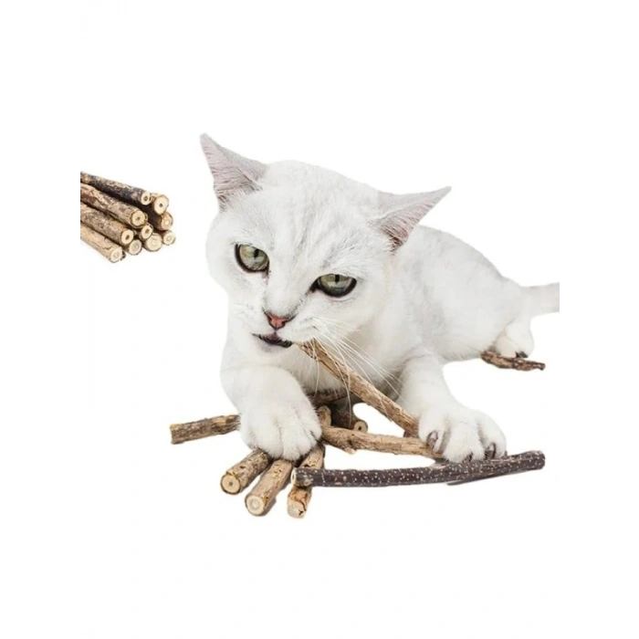 Doğal Matatabi Kedi Çiğneme Çubukları - 5 Adet, 15 mm Kalınlık