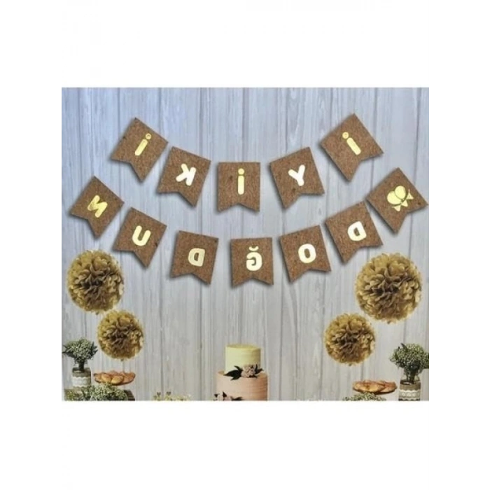 Doğum Günü İçin Gold Banner Süsü