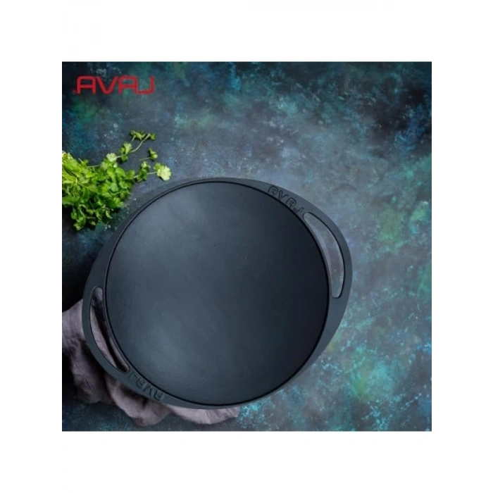 Döküm Kavurma Tavası - Metal Kulplu, 28cm, Siyah