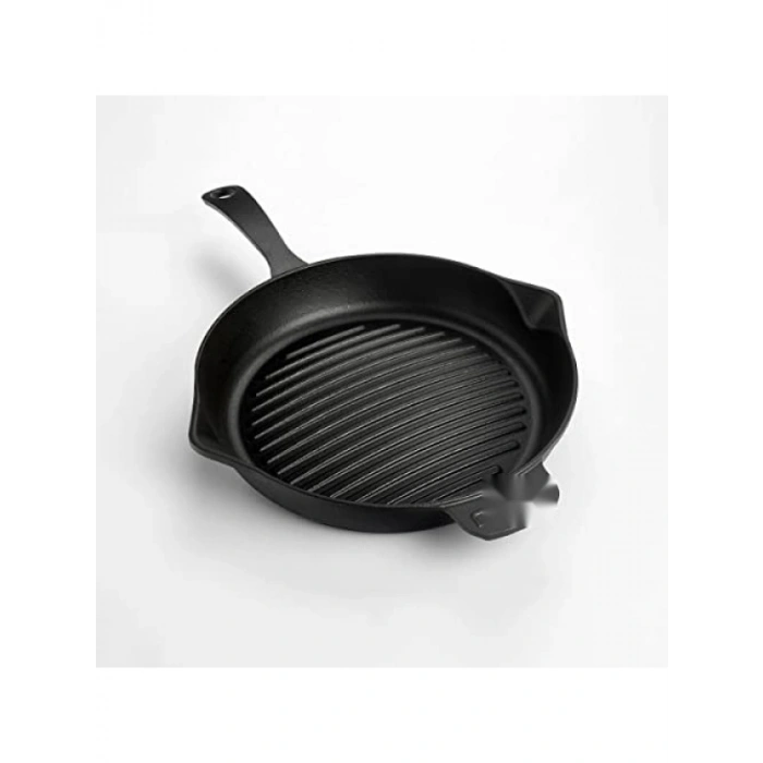 Döküm Yuvarlak Izgara Tava - Metal Kulplu - 28 cm