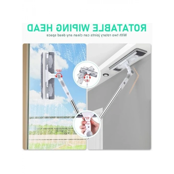 Döner Başlıklı Teleskopik Cam Silme Aparatı – 90-125 cm Uzatma