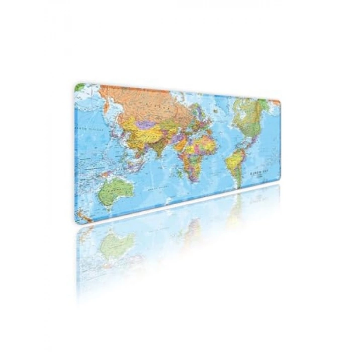 Dünya Haritası Desenli Oyun Klavye Mouse Pad - 70x30 cm