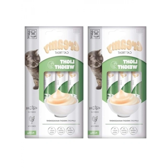 Düşük Kalorili Krema Kedi Ödülü, 4x15 gr (2 Paket)