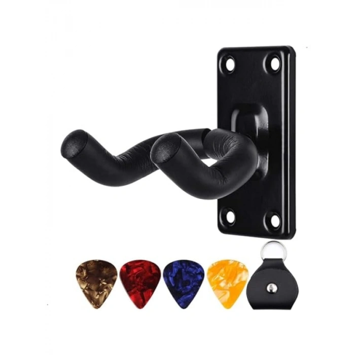 Duvara Montajlı Gitar Askı Rafı ve 4 Parça Pick Seti