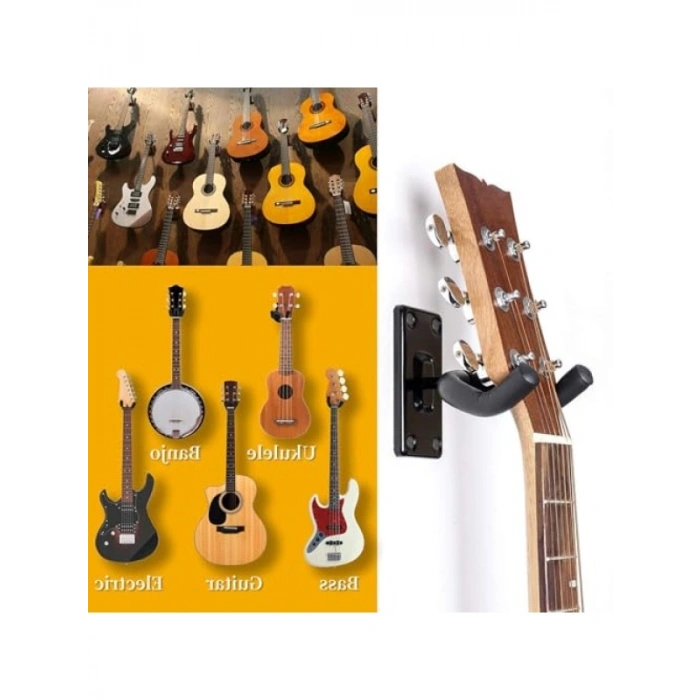 Duvara Montajlı Gitar Askı Rafı ve 4 Parça Pick Seti