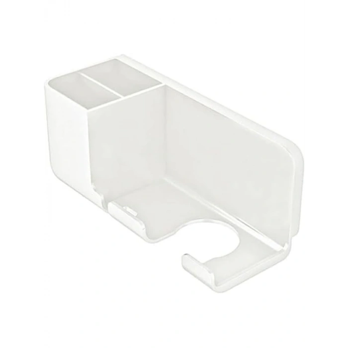 Duvara Monte Saç Kurutma Makinesi Tutucu - Pratik Banyo Organizeri (Beyaz)