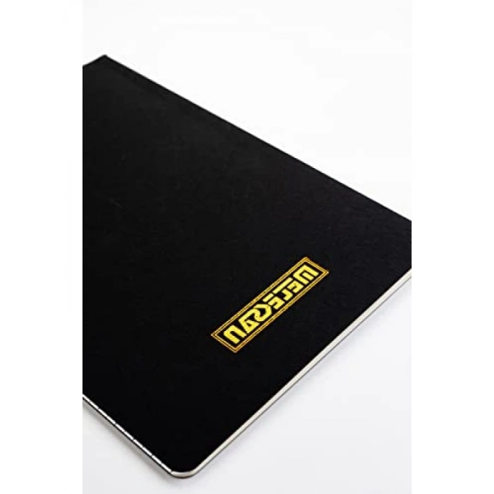 Düz Siyah Defter - Karton Kapaklı, 32 Yapraklı, İplik Dikişli, 17x24 cm