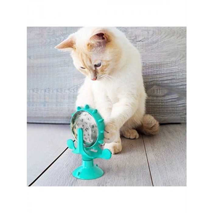 Eğlenceli Dönebilen Renkli Kedi Oyuncağı - Vantuzlu ve Zilli