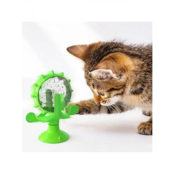 Eğlenceli Dönebilen Renkli Kedi Oyuncağı - Vantuzlu ve Zilli