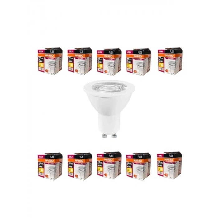 Ekonomik 10lu GU10 LED Ampul Seti - 4,5W, 350 Lumen, 3000K Sarı Işık