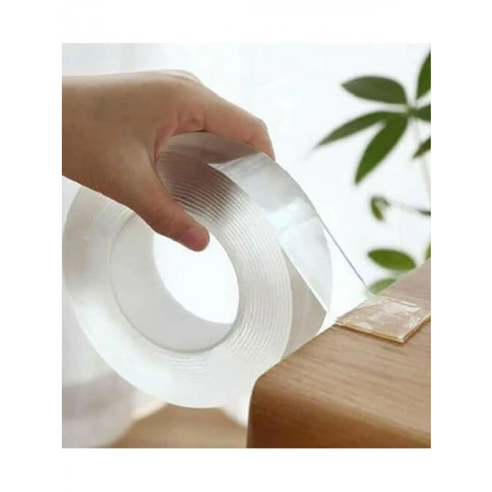 Ekstra Güçlü Çift Taraflı Yapışkan Bant, Şeffaf ve İz Bırakmaz, 3 Metre