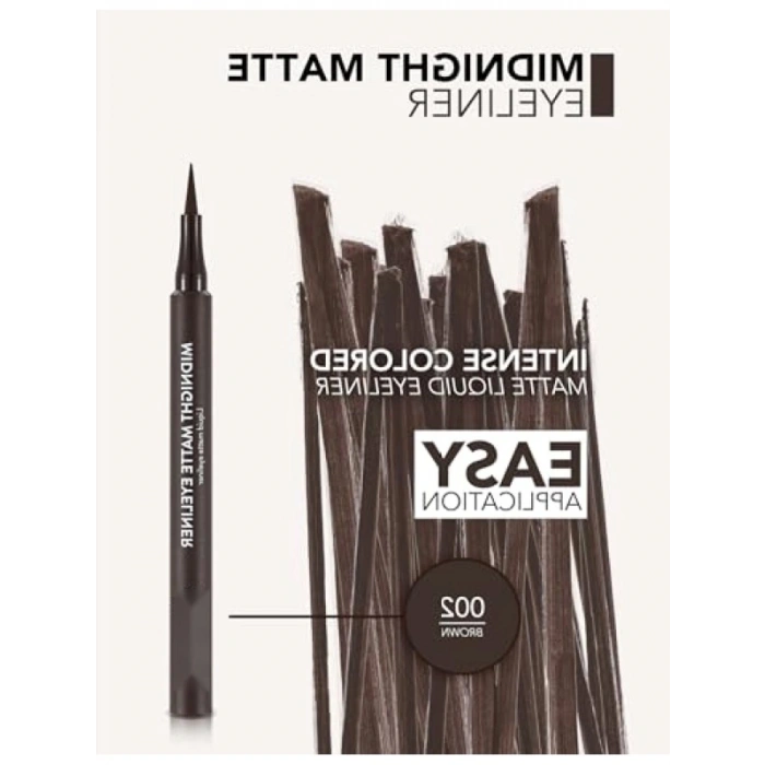 Ekstra Mat Bitişli Likit Eyeliner - Yoğun Siyah 002
