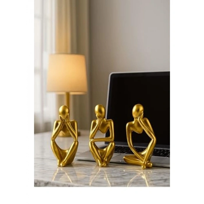 El Yapımı Minimalist 3lü Figür Seti - Gold
