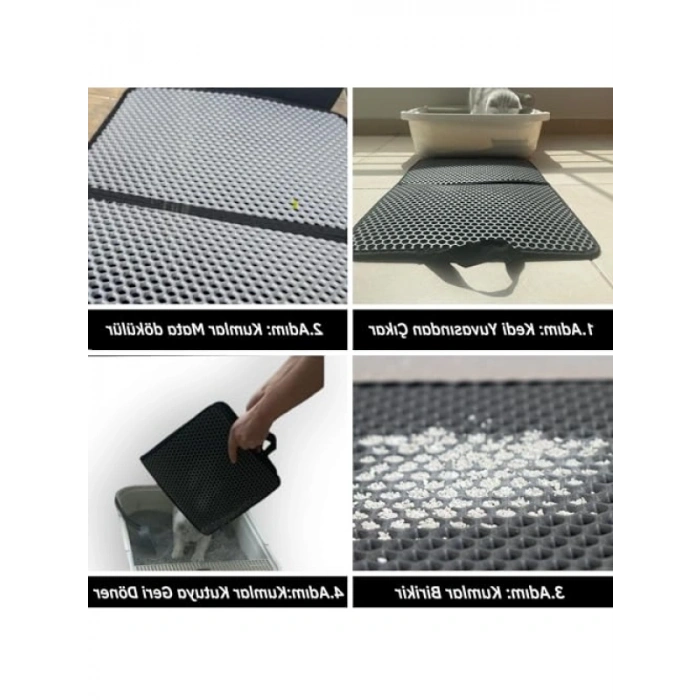 Elekli Kedi Tuvalet Önü Paspası, Yıkanabilir 60x35 cm