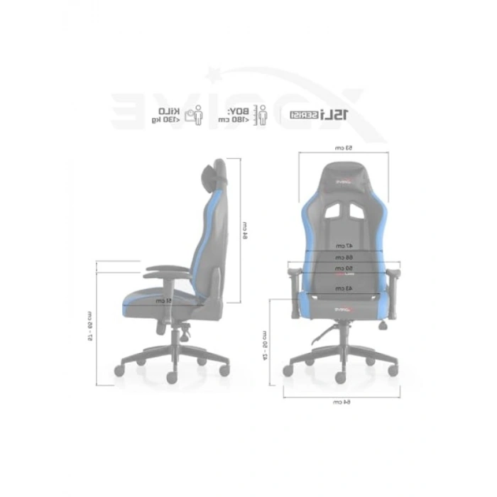 Ergonomik 15Li Profesyonel Oyuncu Koltuğu Mavi/Siyah