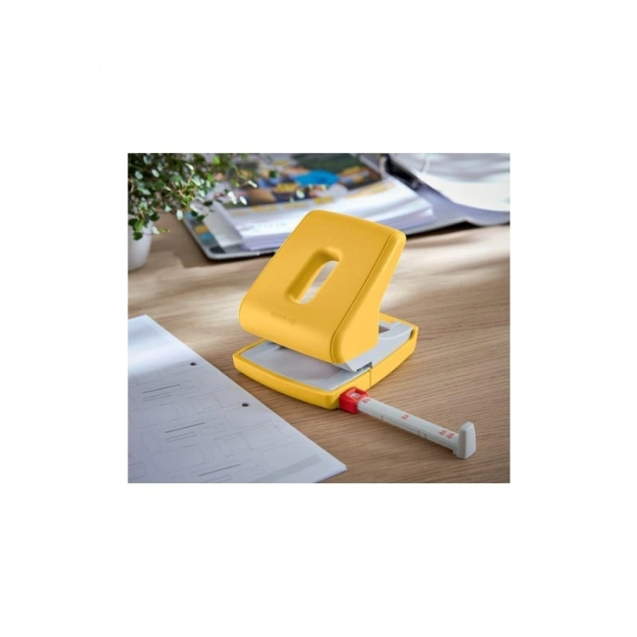 Ergonomik 2 Delikli Delgeç, 30 Sayfa Kapasitesi, Sıcak Sarı Renk