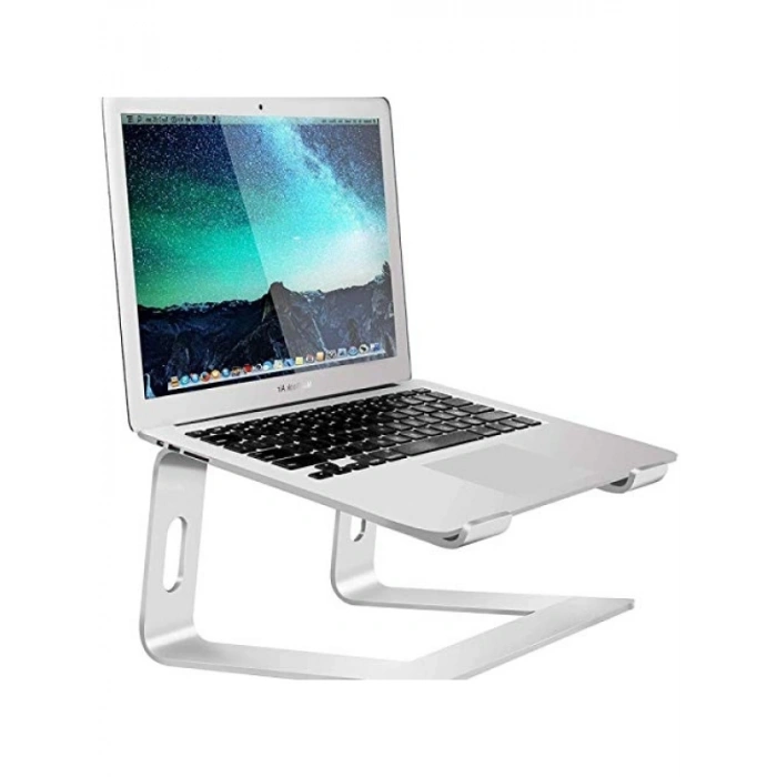 Ergonomik Alüminyum Katlanır Dizüstü Bilgisayar Standı - Gümüş