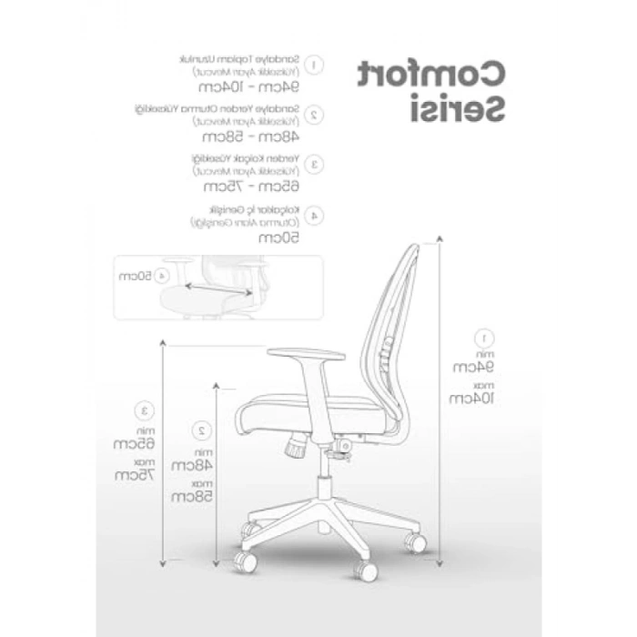 Ergonomik Genç Ofis Çalışma Koltuğu, Pastel Renk