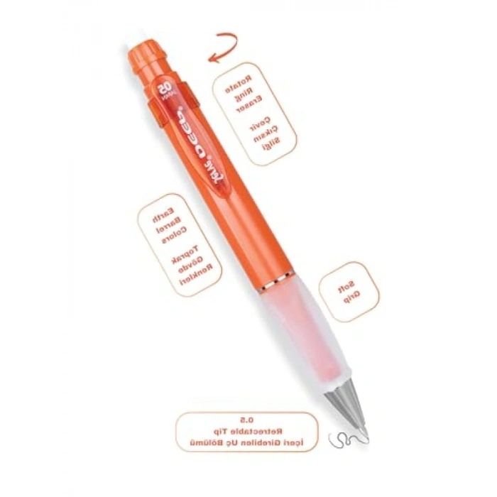 Ergonomik Grip ve Yedek Silgili Kalem Seti, 0.5 mm Uç Kalınlığı