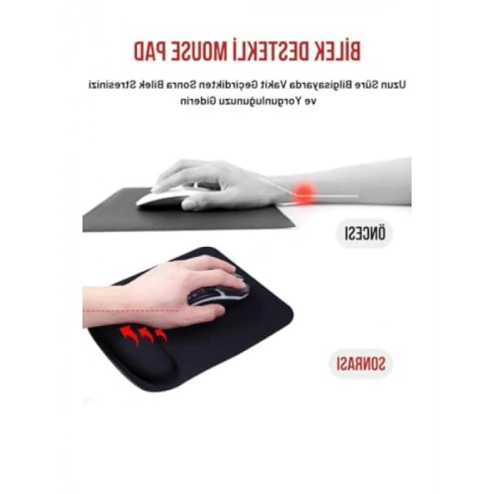 Ergonomik Kaymaz Mouse Pad – Kare Bilek Destekli