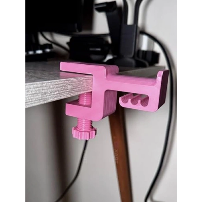 Ergonomik Kulaklık Standı, Kaydırmaz Keçeli, Pembe Renk