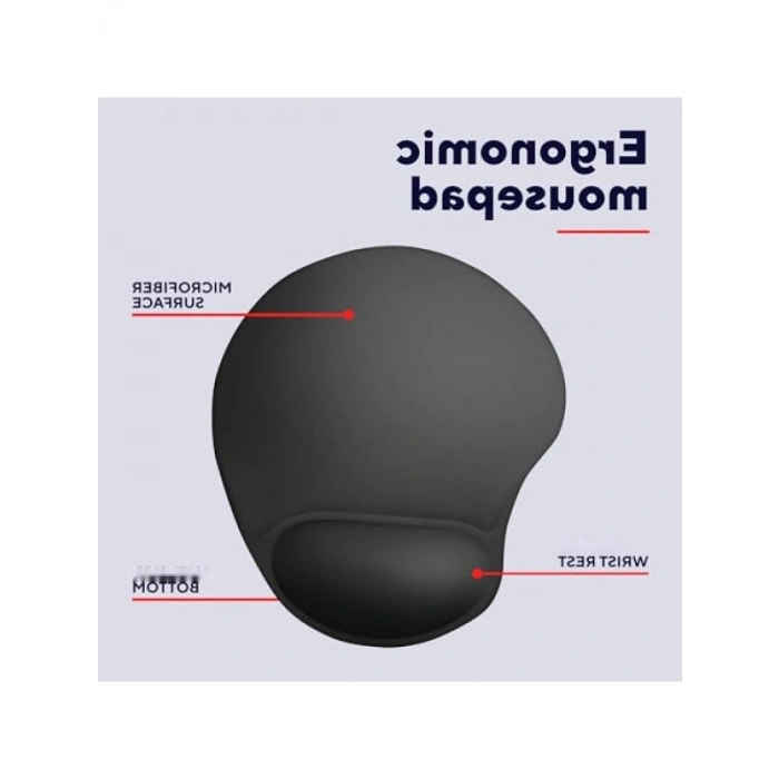Ergonomik Mousepad - Kaymaz Alt Yüzey ile Siyah