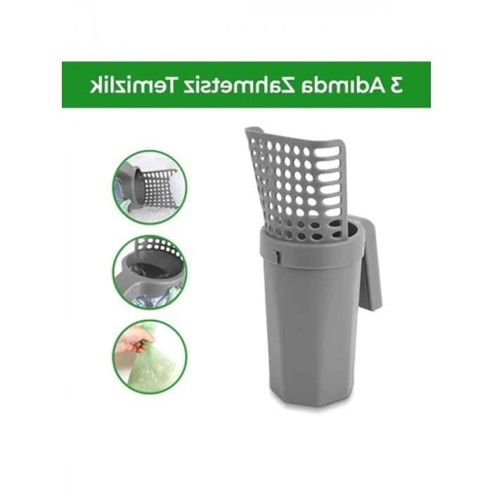Ergonomik Tasarımlı Kedi Kumu Küreği ve Hazneli Poşet