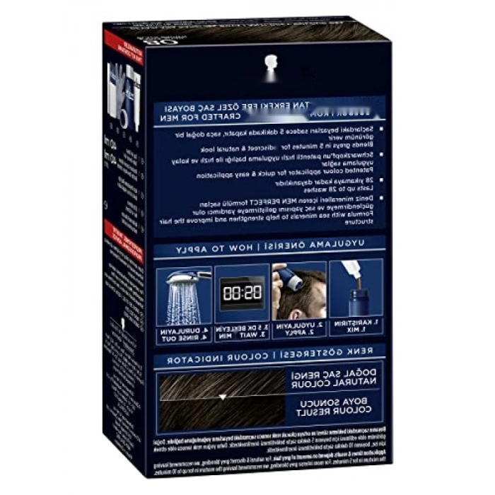 Erkekler İçin Hızlı Etkili Saç Boyası - Kahve Siyah, 80 Ml