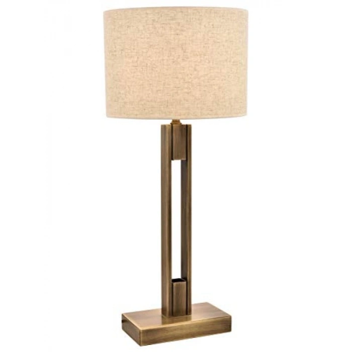 Eskitme Kaplama Metal Masa Lambası, E27, 35 cm Yükseklik