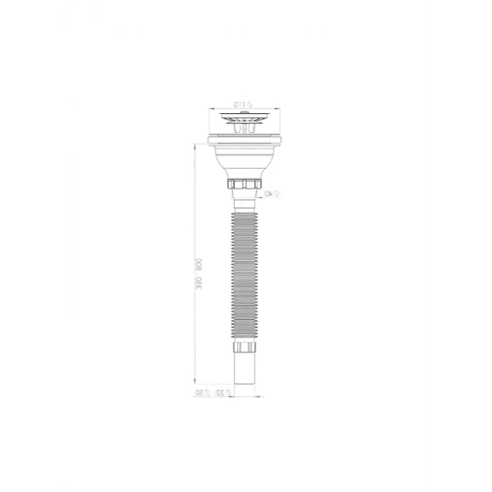 Esnek Lavabo Sifonu, 11 cm Geniş Başlık, 80 cm Uzunluk