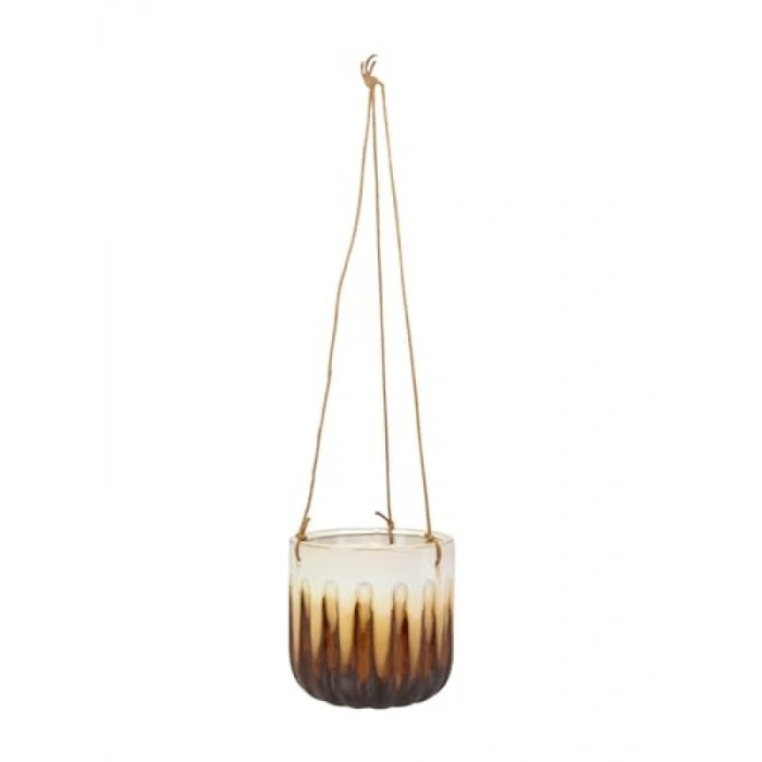 Estetik Karamel Renkli Seramik Askılı Saksı 14x13 cm