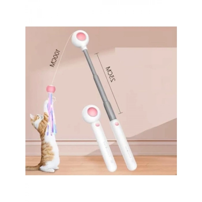 Etkileşimli Lazerli Kedi Oltası - Uzayan Oyun Çubuğu ve Av Oyuncağı (Mavi)