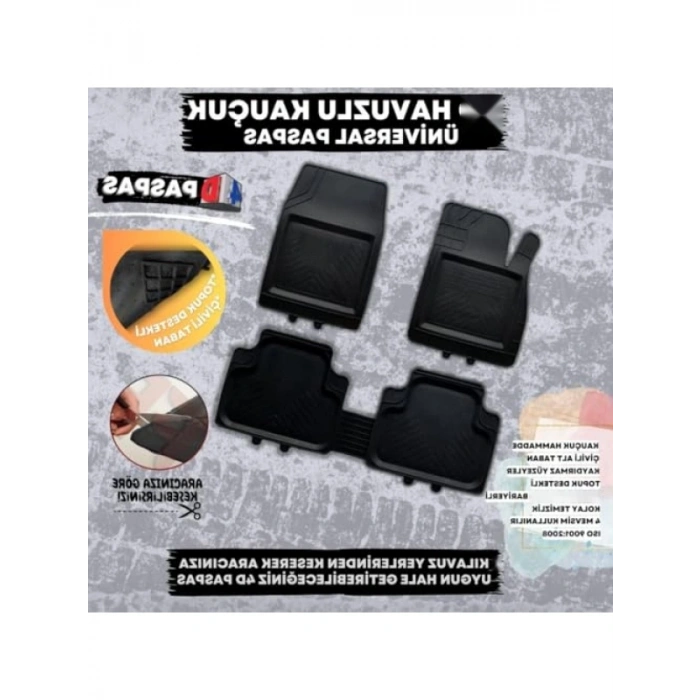 Evrensel Kauçuk Üç Boyutlu Havuzlu Paspas - Her Araç için Uygun