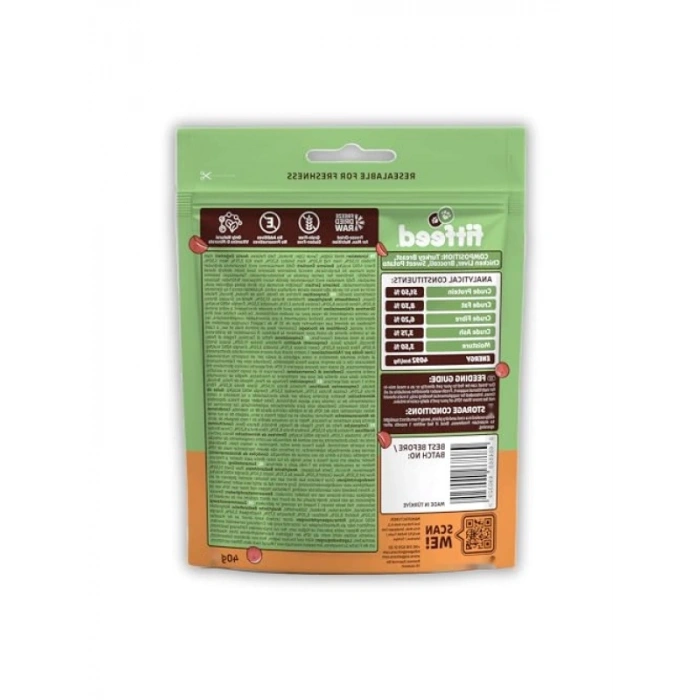 Freeze-Dried Çiğ Hindi ve Tatlı Patates Köpek Ödülü - 40g