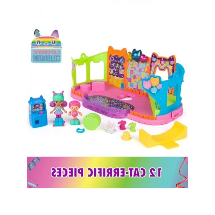 Gabbys Dollhouse Parti Odası Oyun Seti, 2 Figür ve Aksesuarlar ile
