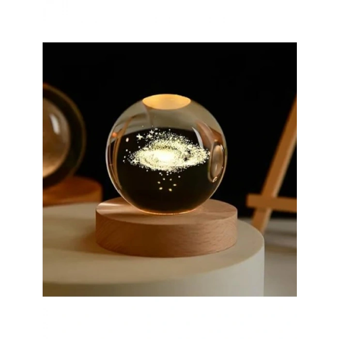 Galaksi Temalı Kristal Küre Gece Lambası