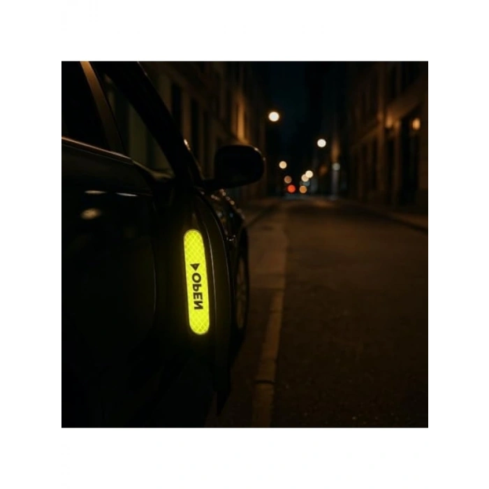 Gece Görünürlüklü Reflektif Kapı Uyarı Etiketleri, 9.6 cm, 4 Adet, Elmas Desenli