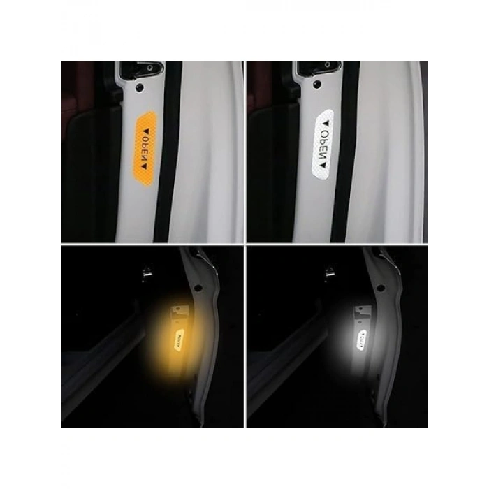 Gece Görünürlüklü Reflektif Kapı Uyarı Etiketleri, 9.6 cm, 4 Adet, Elmas Desenli