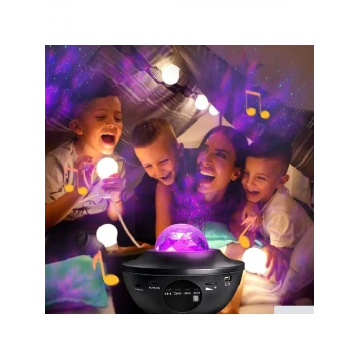 Gece Lambası ve Hoparlör - Uzaktan Kumandalı RGB Projeksiyon