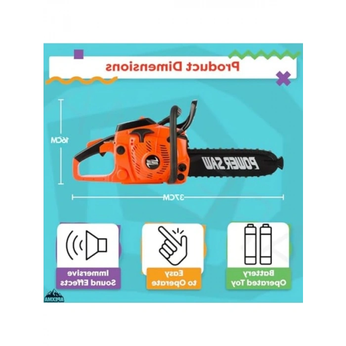 Gerçekçi Ses ve Motor Özellikli Pilli Elektrikli Testere Oyuncağı - Çocuklar için Ağaç Kesme Teste