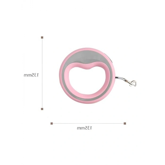 Geri Çekilebilir 2.5 Metre Otomatik Köpek Tasması - Pembe